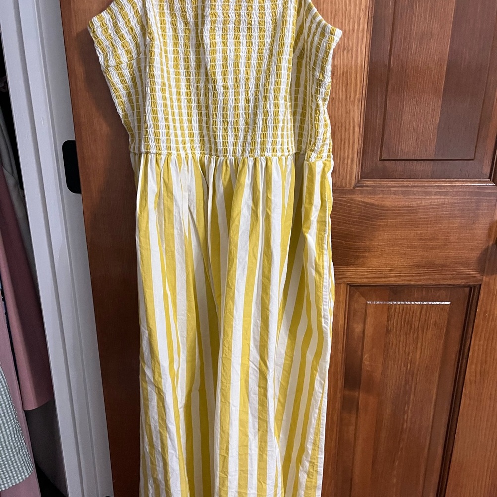 Yellow and White Striped Midi Dress